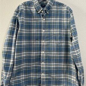 J Crew Shirt Mens Large Slim Fit Plaid Oxford Shirt Fern Button Up Long Sleeve